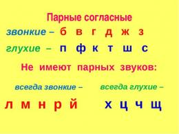 Sunete consoane ale limbii ruse (tare-moale, voce fără voce, pereche-nepereche, șuierat, șuierat)